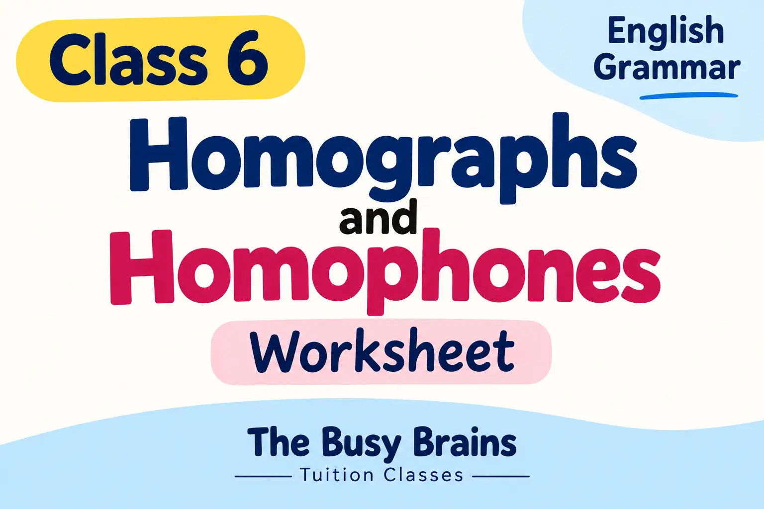 Class 6 Homographs and Homophones Worksheet