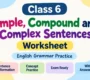 Class 6 Simple Compound and Complex Sentences Worksheet 90x80