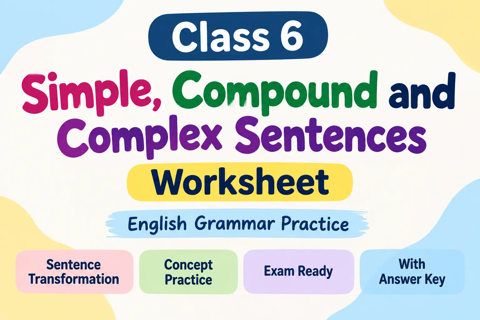 Class 6 Simple, Compound and Complex Sentences Worksheet