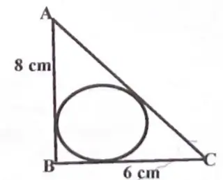 Class 10 Maths Question 29 right angled triangle ABC with an inscribed circle, sides AB 8 cm and BC 6 cm